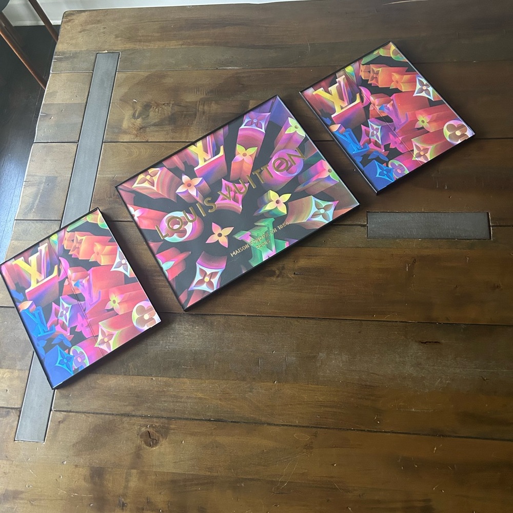 Large Louis Vuitton custom framed three piece wall art set